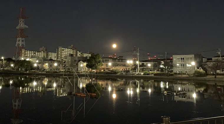 東京の東の端からわたしのウォーキング記録2024.1.25大きな月